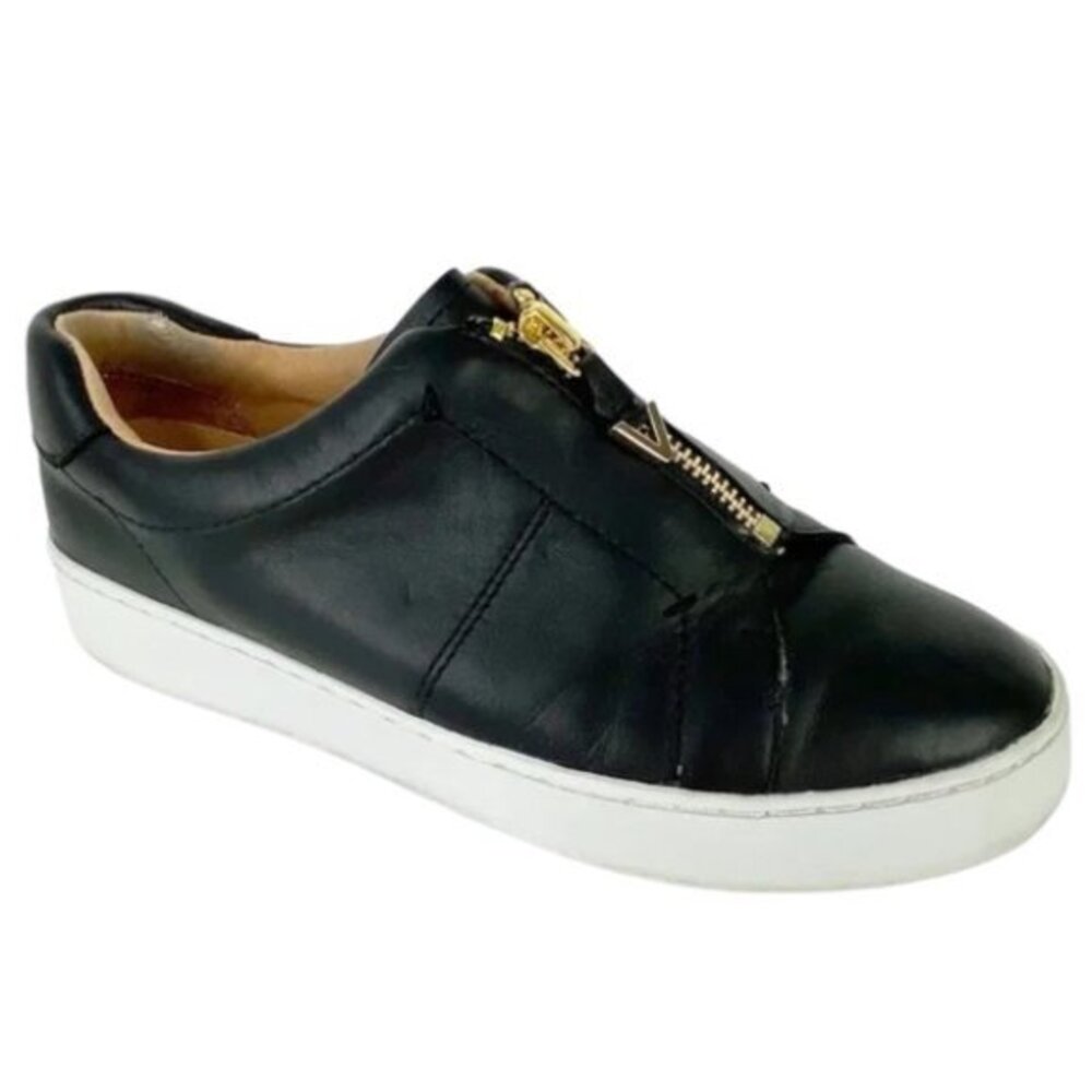 Vionic Splendid Ellis Leather Zip Up Orthotic Sneakers Black Size 5 EUC #3031